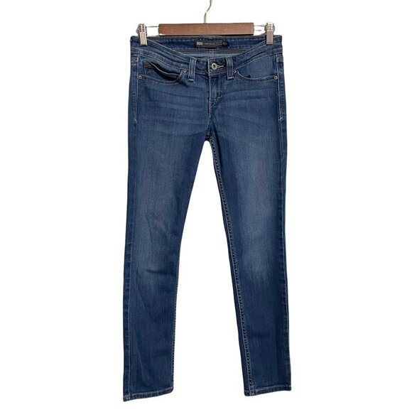 Levi's Women's Demi Curve Dark Wash Whiskered Low Rise Skinny Jeans Size 5/27 - Picture 1 of 7